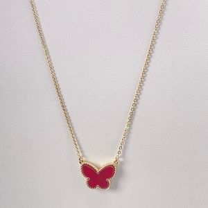 Gold Red Butterfly Necklace